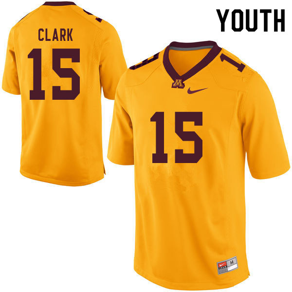 Youth #15 Jacob Clark Minnesota Golden Gophers College Football Jerseys Sale-Yellow - Click Image to Close